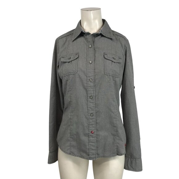 THE NORTH FACE - WOMEN'S SMALL - BLACK/WHITE LONG SLEEVE SNAP UP WESTERN SHIRT - Picture 1 of 10